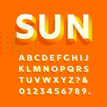 Sun Modern 3D Bold Alphabet vector