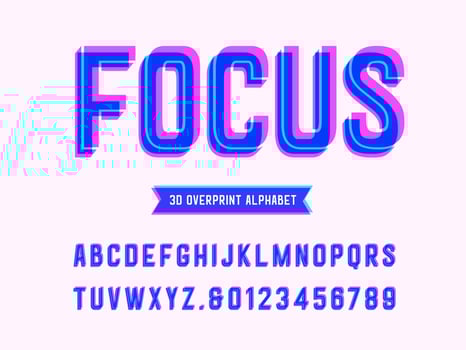 Overprint 3D Letters And Numbers vector