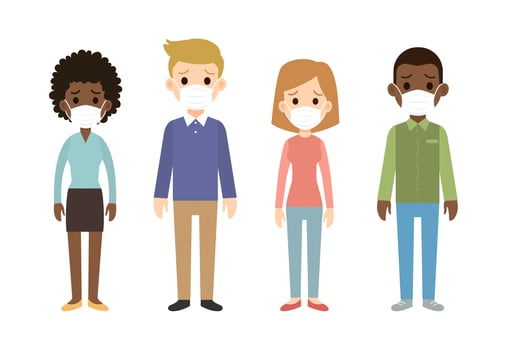 People wearing protective face masks  vector