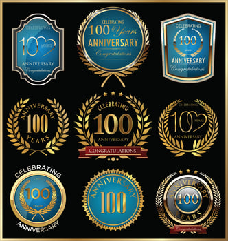 100th Anniversary Badge Templates vector
