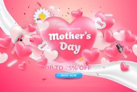 Special Offer Heart Mother's Day Background. vector