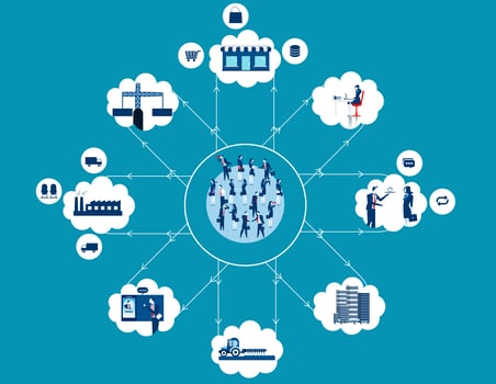 Chart of connected advisers and industries vector