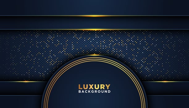 Dark Blue and Shiny Gold Luxury 3D Background vector
