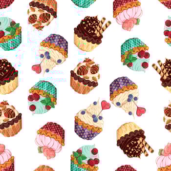 Sweet baskets pattern vector