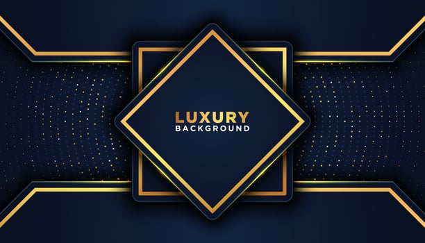 Geometric 3D Dark Luxury Background with Gold Accents vector