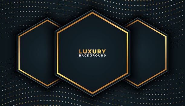 Black Luxury Background with Gold Dots and Hexagons  vector