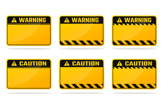 Yellow black warning sign set vector