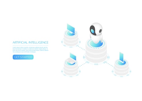 Ai technology isometric Landing Page  vector