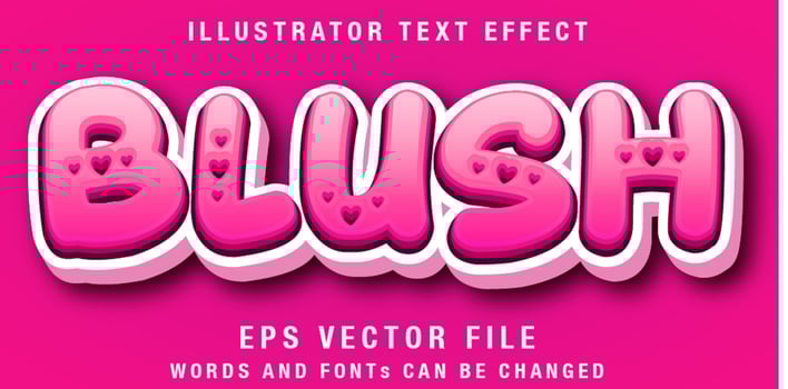 Pink editable text effect with heart cutouts vector