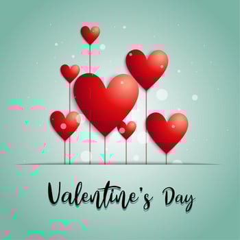 ''Valentine's Day'' Hand Lettering with Heart Balloons vector