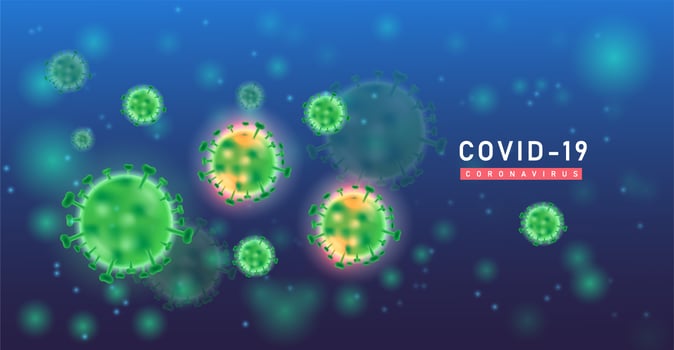 Blue and Green Coronavirus Infection Poster vector