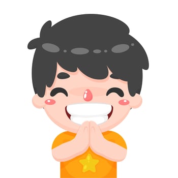 Cartoon boy greeting in a Thai Manner vector