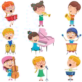 Little Children Playing Various Instruments vector