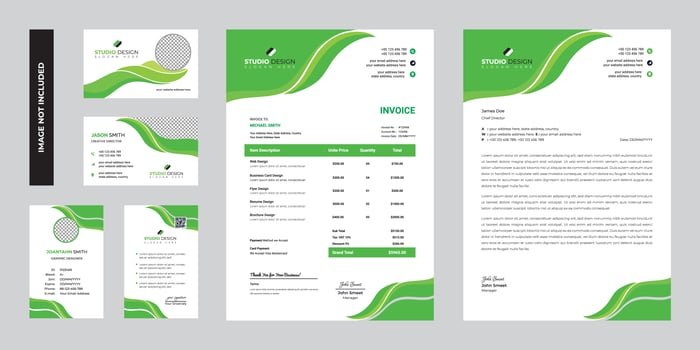 Modern Green Business Corporate Stationery Template Design vector
