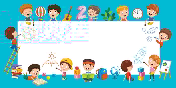 Cartoon Kids With A Frame With Copy Space vector