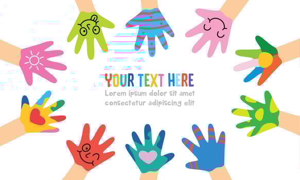 Painted Hands Of Little Children vector