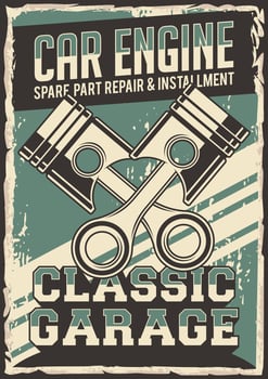 Auto Service Car Piston Service Repair Poster vector