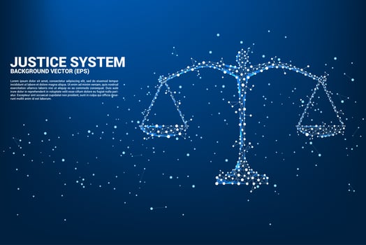 Justice scale in dot and line connection style  vector
