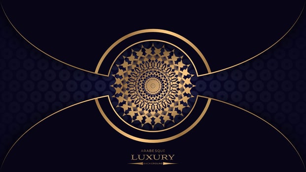 Gold and Blue Luxury Mandala Background with Curves vector