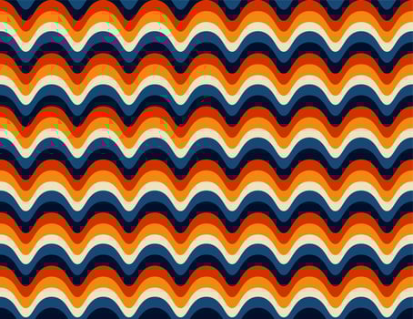 Seamless Cuved Retro 70s Pattern vector