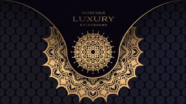 Overlapping Golden Mandala on Black Design  vector