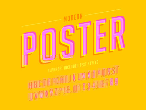 Modern Overprint Offset Alphabet vector