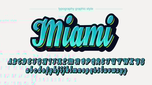 Blue Stylized Calligraphy Font vector