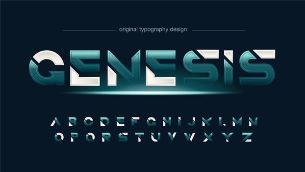 Abstract Green Futuristic Sliced Alphabet vector