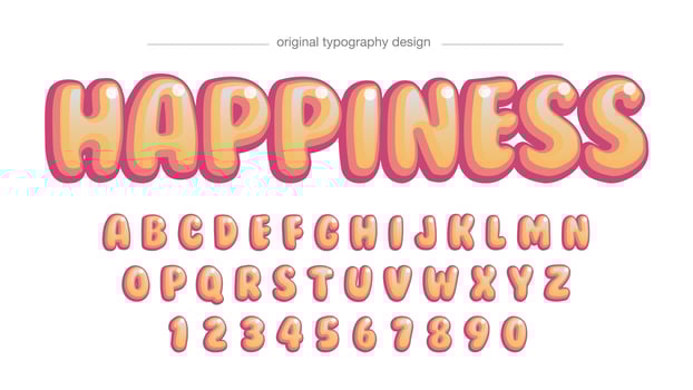 Yellow Pink Colorful Bubble Cartoon Font vector