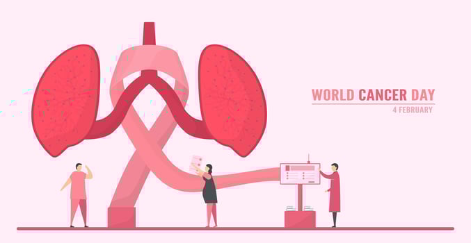 World Cancer Day Background with People Spreading Awareness vector