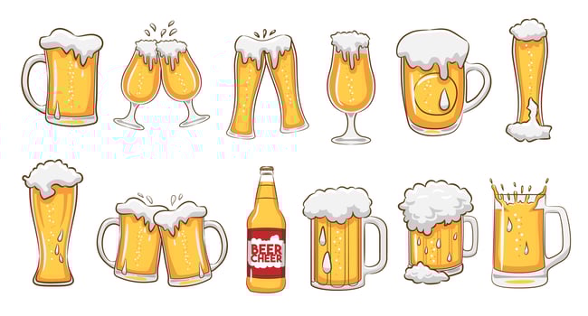 Beer Mugs and Glasses Set  vector