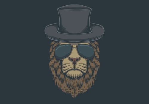 Lion Head With Eyeglasses Illustration  vector