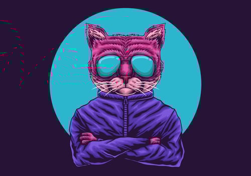 Cat With Glasses Illustration  vector