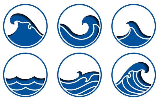 Ocean wave icon set vector