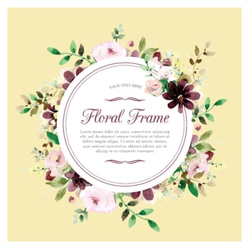 Soft hand drawn floral frame with roses vector