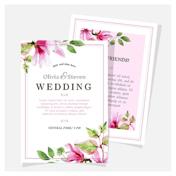Hand Drawn Magnolia Wedding Invitation vector