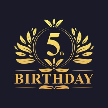 5th Birthday Golden Gradient Logo vector