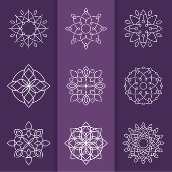 Mono Line Beautiful Mandala Set vector