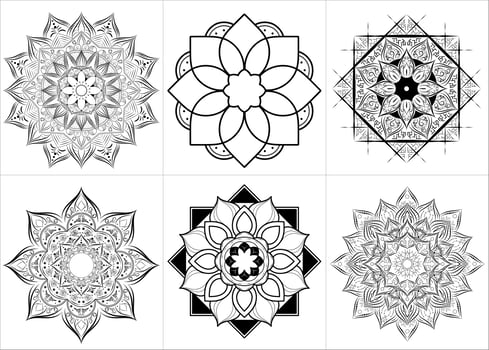 Floral Style Set of Mandalas vector