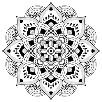 Mandala Flower in Black and White vector