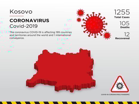 Kosovo Affected Country Map of Coronavirus Spread  vector