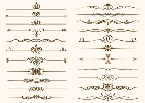 Brown Vintage Single Border Set vector