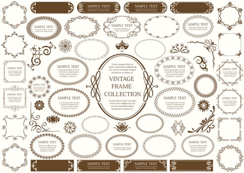 Brown Vintage Sign and Circular Frame Set vector
