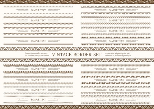 Brown Seamless Double Vintage Border Set vector