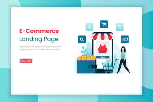 Mobile e-commerce landing page template vector
