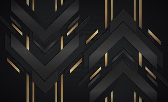 Gold and Black Metallic Arrow Shapes Going Up and Down vector