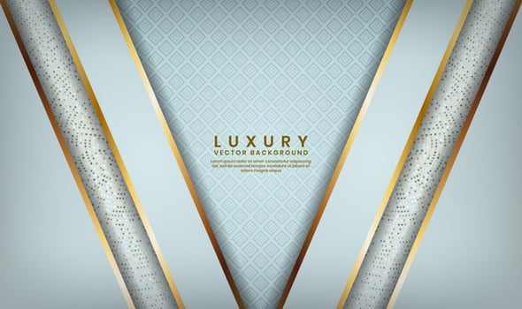 Blue Pattern with V Shape Gold Lined Layers vector