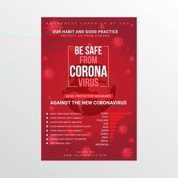 Coronavirus Safety Poster with Globe and Virus Elements vector