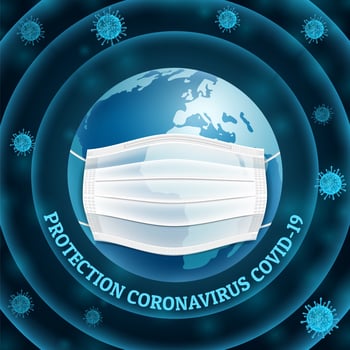 Neon Style Earth Wearing Virus Protection vector