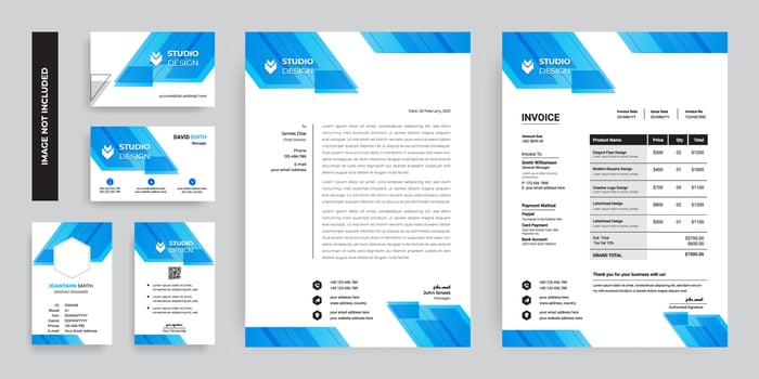 Blue Angle Shape Design Branding Set vector